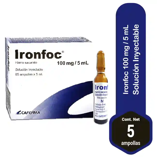 HIERRO SACARATO (IRONFOC)100MG/5ML X 5 AMP - Imagen 2