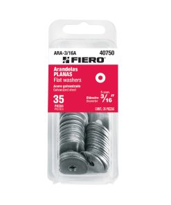 Blíster con 35 arandelas planas de 3/16″, Fiero