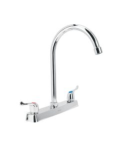 Mezcladora 8″ p/fregadero, cuello curvo, manerales palanca